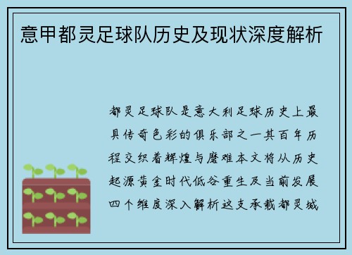 意甲都灵足球队历史及现状深度解析